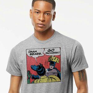 Green Bay Packers Batman slapping Robin Unisex t-shirt Athletic Gray